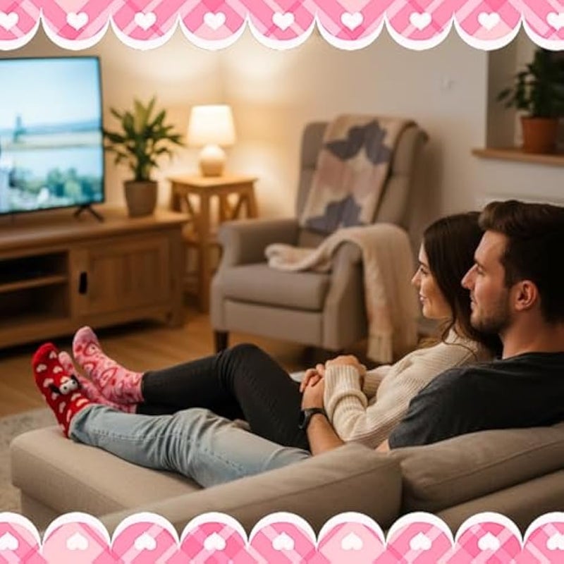 JFBNXB Couples Socks, Funny Valentine's Novelty Socks Holding Hands, 4 Pairs of Soft Cozy Socks for Couples and Best Friends, Perfect for Romantic Gestures and Gift Giving - Image 4